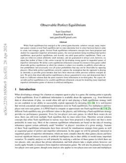 Observable Perfect Equilibrium