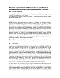 Phonemic Representation and Transcription for Speech to Text
  Applications for Under-resourced Indigenous African Languages: The Case of
  Kiswahili
