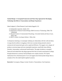 Liminal Design: A Conceptual Framework and Three-Step Approach for
  Developing Technology that Delivers Transcendence and Deeper Experiences