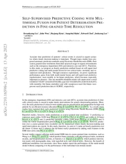 Self-Supervised Predictive Coding with Multimodal Fusion for Patient
  Deterioration Prediction in Fine-grained Time Resolution