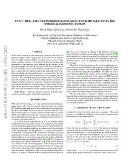 TT-Net: Dual-path transformer based sound field translation in the
  spherical harmonic domain