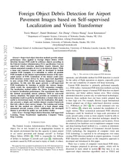 Foreign Object Debris Detection for Airport Pavement Images based on
  Self-supervised Localization and Vision Transformer