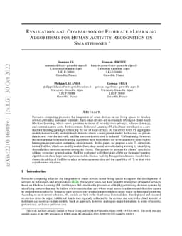 Evaluation and comparison of federated learning algorithms for Human
  Activity Recognition on smartphones