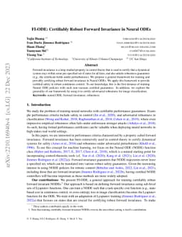 FI-ODE: Certifiably Robust Forward Invariance in Neural ODEs