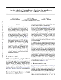 Learning to Defer to Multiple Experts: Consistent Surrogate Losses,
  Confidence Calibration, and Conformal Ensembles
