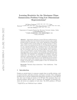 Learning Heuristics for the Maximum Clique Enumeration Problem Using Low
  Dimensional Representations