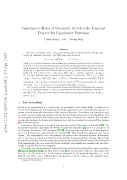Convergence Rates of Stochastic Zeroth-order Gradient Descent for Ł
  ojasiewicz Functions