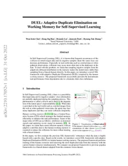 DUEL: Adaptive Duplicate Elimination on Working Memory for
  Self-Supervised Learning