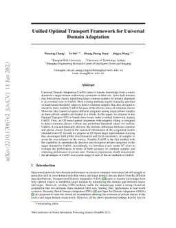 Unified Optimal Transport Framework for Universal Domain Adaptation