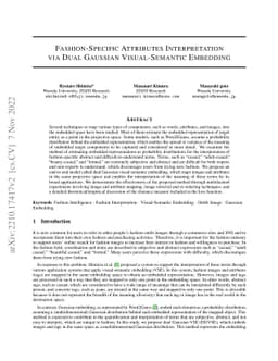 Fashion-Specific Attributes Interpretation via Dual Gaussian
  Visual-Semantic Embedding