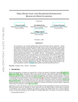 Tree Detection and Diameter Estimation Based on Deep Learning