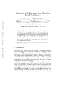 Automated Code Extraction from Discussion Board Text Dataset