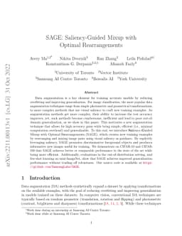SAGE: Saliency-Guided Mixup with Optimal Rearrangements