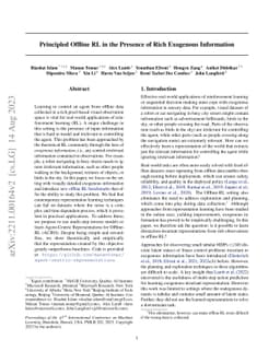 Agent-Controller Representations: Principled Offline RL with Rich
  Exogenous Information
