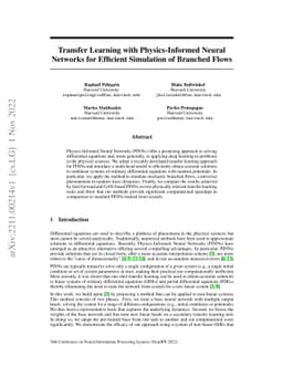 Transfer Learning with Physics-Informed Neural Networks for Efficient
  Simulation of Branched Flows