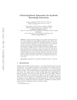Clustering-Based Approaches for Symbolic Knowledge Extraction