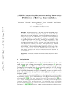 ARDIR: Improving Robustness using Knowledge Distillation of Internal
  Representation
