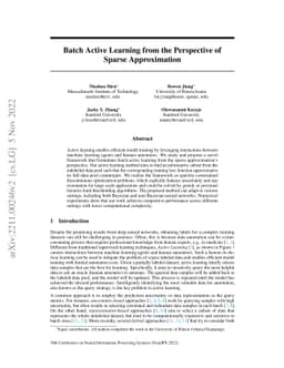 Batch Active Learning from the Perspective of Sparse Approximation