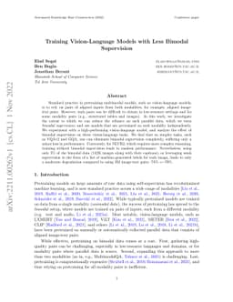 Training Vision-Language Models with Less Bimodal Supervision