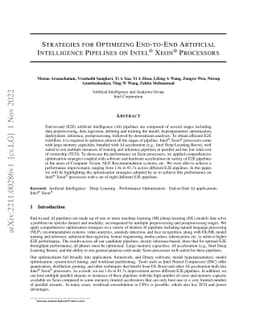 Strategies for Optimizing End-to-End Artificial Intelligence Pipelines
  on Intel Xeon Processors