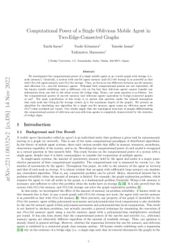 Computational Power of a Single Oblivious Mobile Agent in
  Two-Edge-Connected Graphs