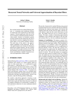 Recurrent Neural Networks and Universal Approximation of Bayesian
  Filters