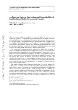An Empirical Study on Data Leakage and Generalizability of Link
  Prediction Models for Issues and Commits