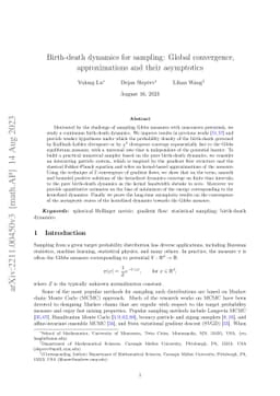 Birth-death dynamics for sampling: Global convergence, approximations
  and their asymptotics