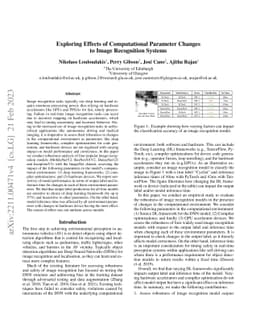 Exploring Effects of Computational Parameter Changes to Image
  Recognition Systems