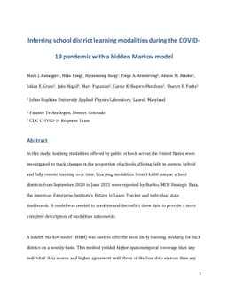 Inferring school district learning modalities during the COVID-19
  pandemic with a hidden Markov model