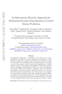 An Information-Theoretic Approach for Estimating Scenario Generalization
  in Crowd Motion Prediction