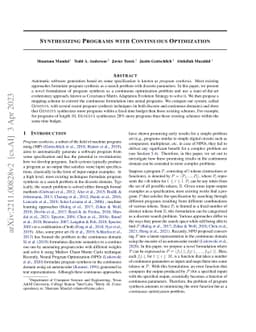Synthesizing Programs with Continuous Optimization