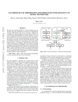 Factorized Blank Thresholding for Improved Runtime Efficiency of Neural
  Transducers