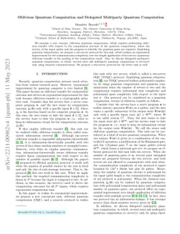 Oblivious Quantum Computation and Delegated Multiparty Quantum
  Computation