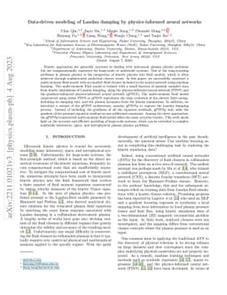 Data-driven modeling of Landau damping by physics-informed neural
  networks