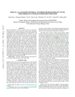 DSPGAN: a GAN-based universal vocoder for high-fidelity TTS by
  time-frequency domain supervision from DSP