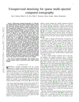 Unsupervised denoising for sparse multi-spectral computed tomography