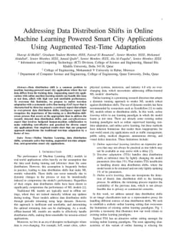 Addressing Data Distribution Shifts in Online Machine Learning Powered
  Smart City Applications Using Augmented Test-Time Adaptation