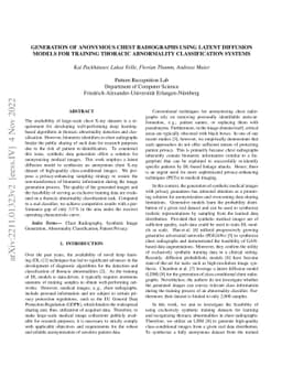 Generation of Anonymous Chest Radiographs Using Latent Diffusion Models
  for Training Thoracic Abnormality Classification Systems