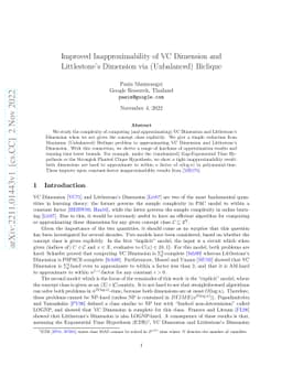 Improved Inapproximability of VC Dimension and Littlestone's Dimension
  via (Unbalanced) Biclique