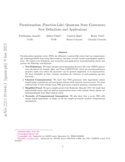 Pseudorandom (Function-Like) Quantum State Generators: New Definitions
  and Applications