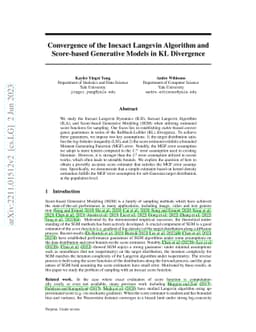 Convergence of the Inexact Langevin Algorithm and Score-based Generative
  Models in KL Divergence
