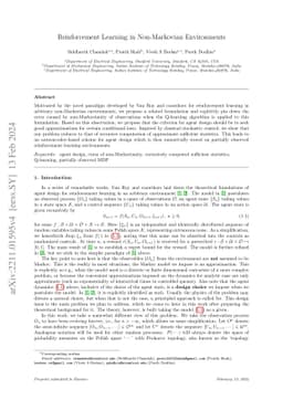 Reinforcement Learning in Non-Markovian Environments