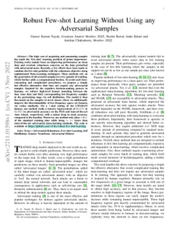 Robust Few-shot Learning Without Using any Adversarial Samples