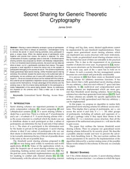 Secret Sharing for Generic Theoretic Cryptography