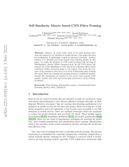 Self Similarity Matrix based CNN Filter Pruning
