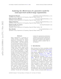 Analysing the effectiveness of a generative model for semi-supervised
  medical image segmentation