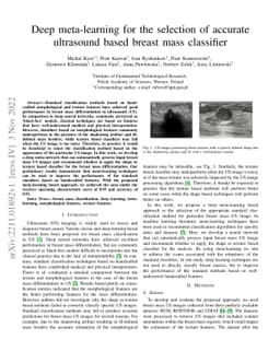 Deep meta-learning for the selection of accurate ultrasound based breast
  mass classifier