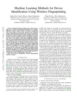 Machine Learning Methods for Device Identification Using Wireless
  Fingerprinting
