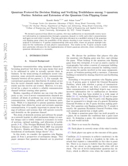 Quantum Protocol for Decision Making and Verifying Truthfulness among
  $N$-quantum Parties: Solution and Extension of the Quantum Coin Flipping Game